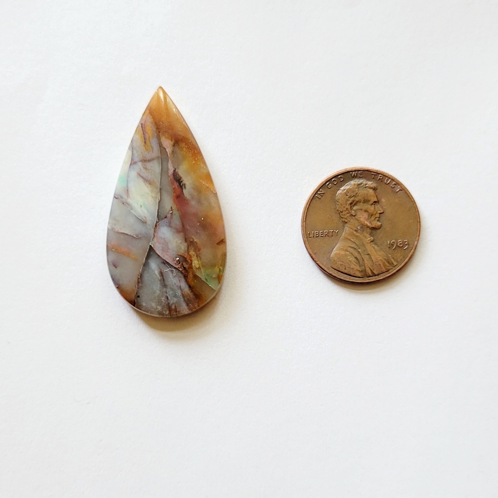 Blue opalized wood cabochon